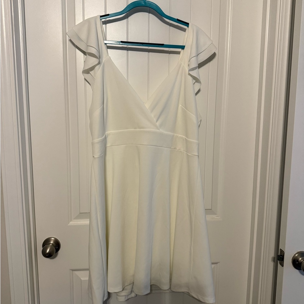 ARULA Veronica Ruffle Mini Dress in White